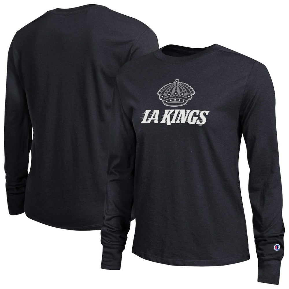 Los Angeles Kings Champion Women's Wordmark Lockup Long Sleeve T-Shirt - Black - NHL 203898322
