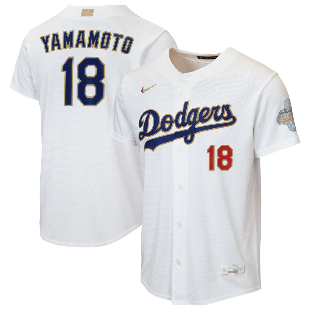 Yoshinobu Yamamoto Los Angeles Dodgers Nike Youth 2026 Gold Collection Home Replica Jersey - White - Nike Sale