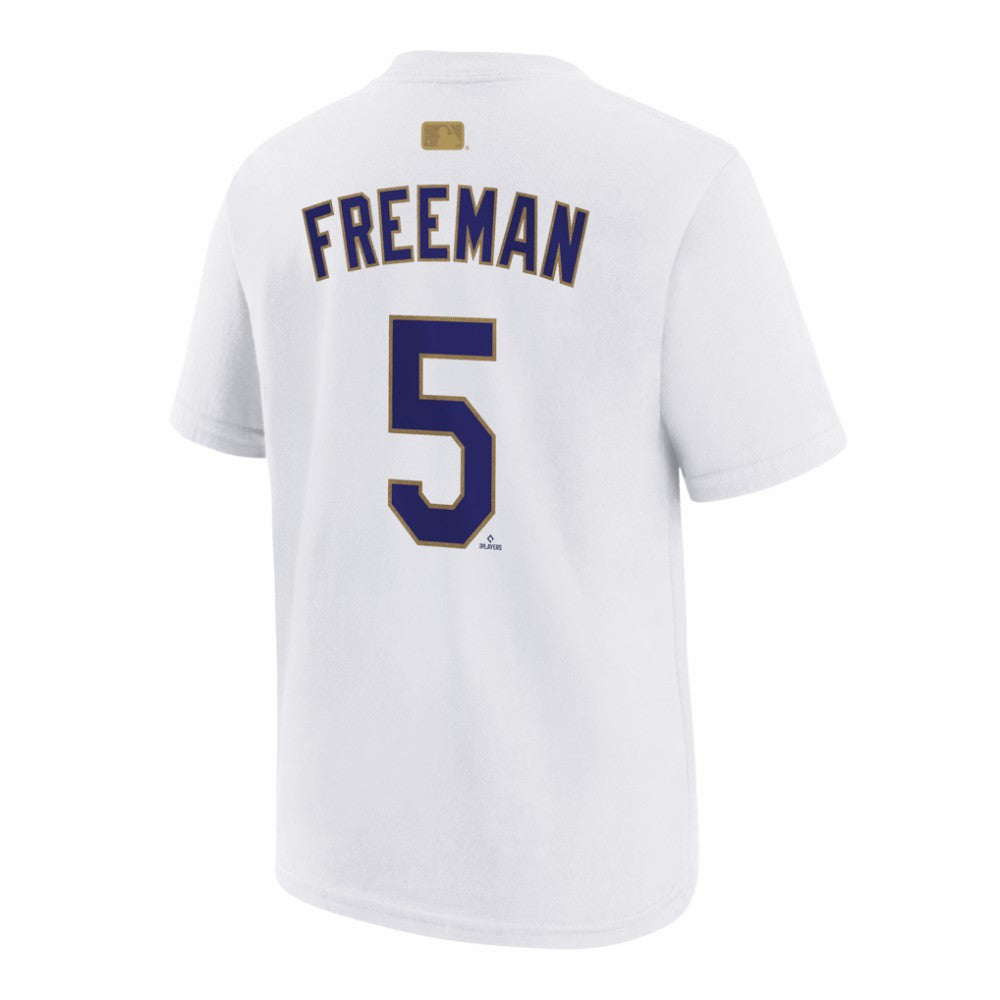 Freddie Freeman Los Angeles Dodgers Nike Youth 2026 Gold Collection Name & Number T-Shirt - White - Nike Discount