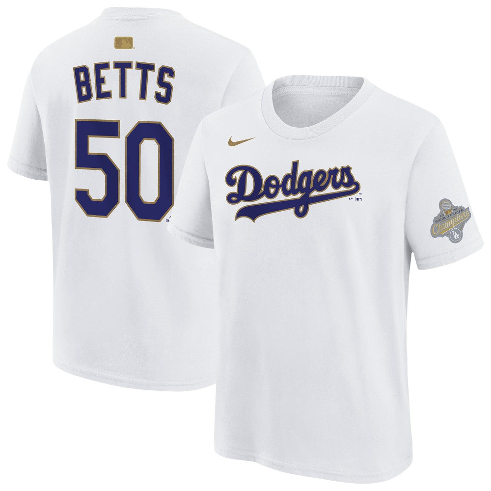 Mookie Betts Los Angeles Dodgers Nike Youth 2026 Gold Collection Name & Number T-Shirt - White - Nike Online
