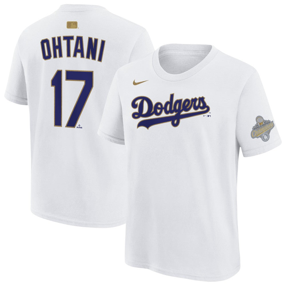Shohei Ohtani Los Angeles Dodgers Nike Youth 2026 Gold Collection Name & Number T-Shirt - White - Nike on Sale