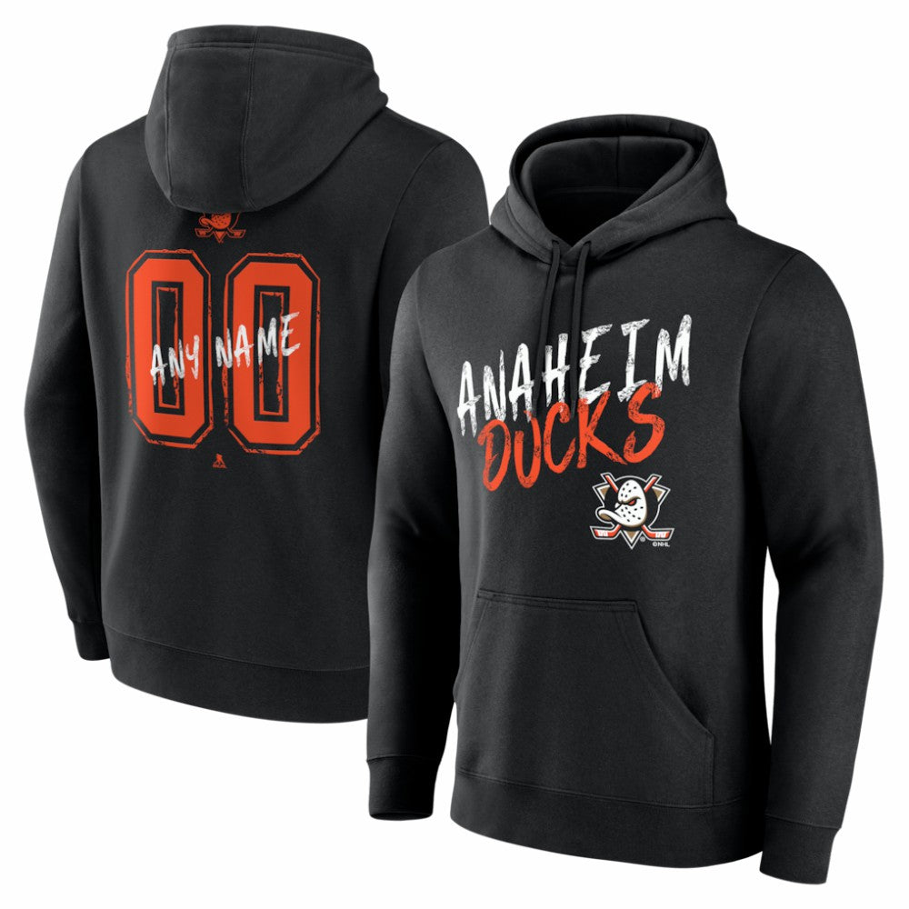 Anaheim Ducks Big & Tall Hustle Personalized Name & Number Hoodie - Black - NHL 203920973