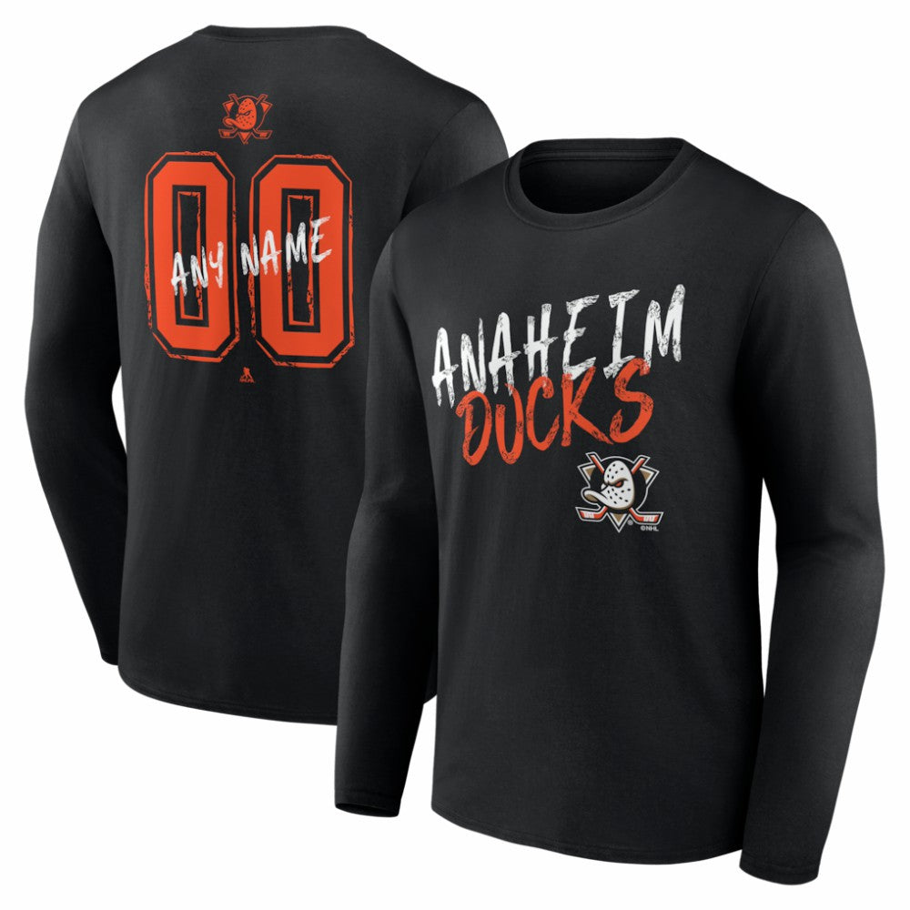 Anaheim Ducks Hustle Personalized Name & Number Long Sleeve T-Shirt - Black - NHL 203920975