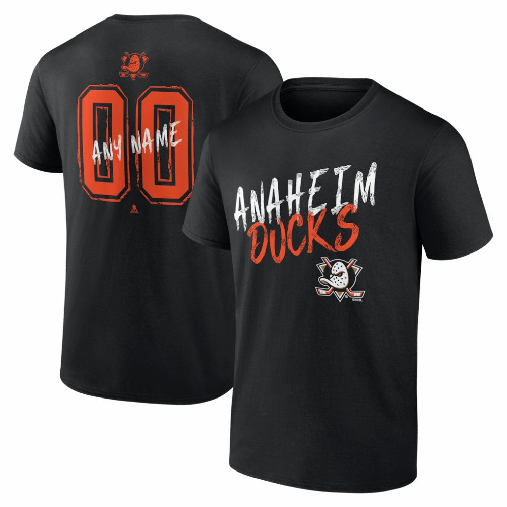 Anaheim Ducks Hustle Personalized Name & Number T-Shirt - Black - NHL 203920977