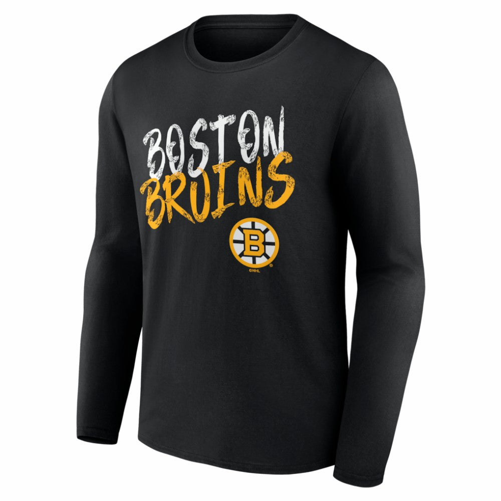 Boston Bruins Hustle Personalized Name & Number Long Sleeve T-Shirt - Black - NHL 203920981