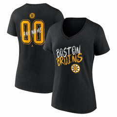 Boston Bruins Women's Hustle Personalized Name & Number V-Neck T-Shirt - Black - NHL 203920984