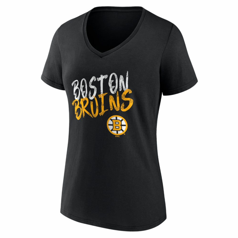 Boston Bruins Women's Hustle Personalized Name & Number V-Neck T-Shirt - Black - NHL 203920984