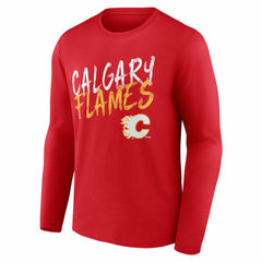 Calgary Flames Hustle Personalized Name & Number Long Sleeve T-Shirt - Red - NHL 203920990