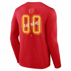 Calgary Flames Hustle Personalized Name & Number Long Sleeve T-Shirt - Red - NHL 203920990