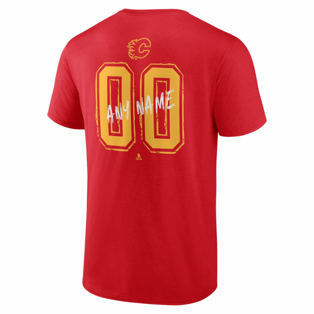 Calgary Flames Hustle Personalized Name & Number T-Shirt - Red - NHL 203920992