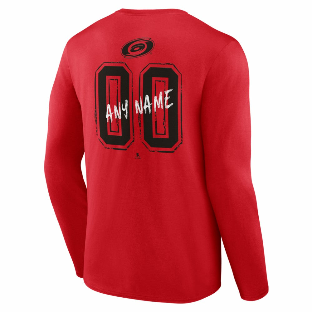 Carolina Hurricanes Hustle Personalized Name & Number Long Sleeve T-Shirt - Red - NHL 203920996