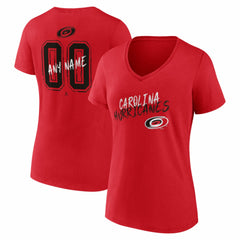 Carolina Hurricanes Women's Hustle Personalized Name & Number V-Neck T-Shirt - Red - NHL 203921000