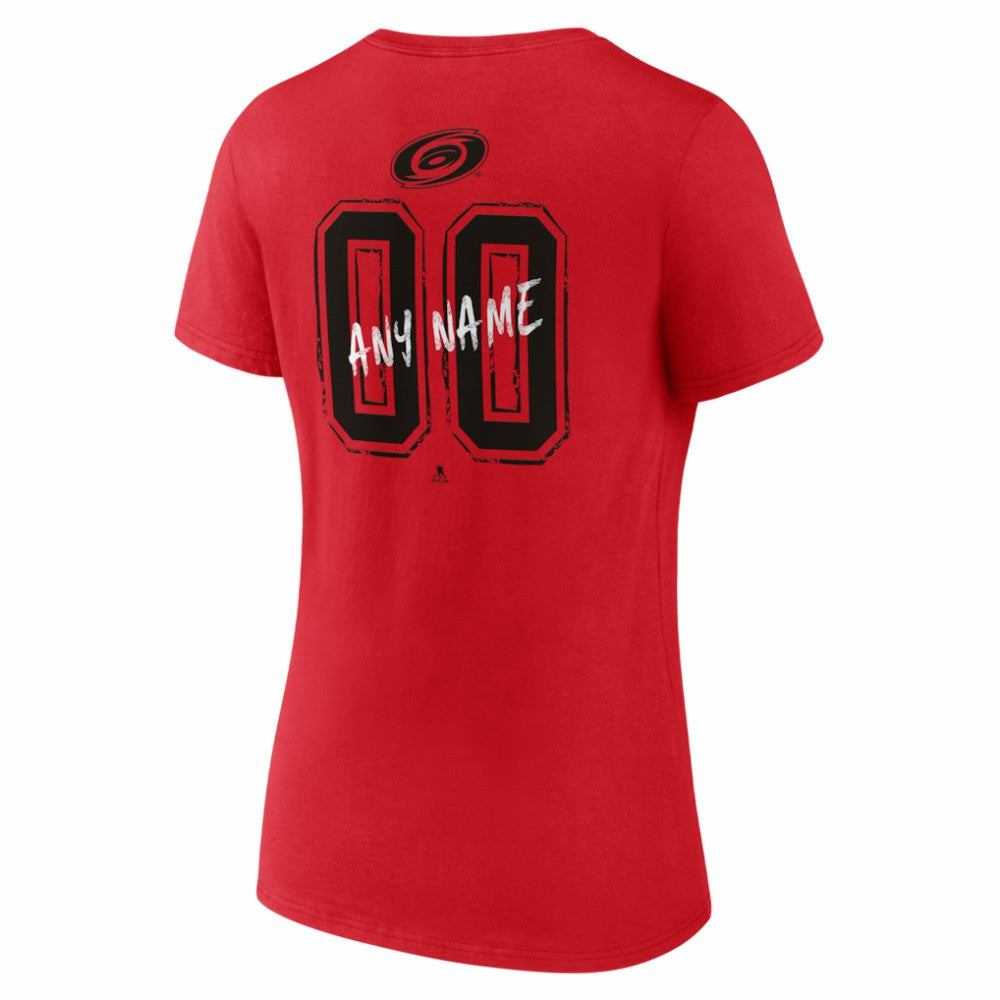 Carolina Hurricanes Women's Hustle Personalized Name & Number V-Neck T-Shirt - Red - NHL 203921000
