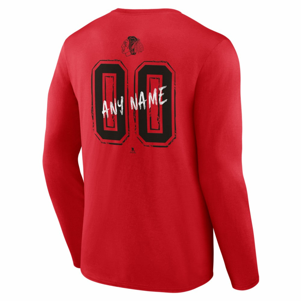 Chicago Blackhawks Hustle Personalized Name & Number Long Sleeve T-Shirt - Red - NHL 203921002