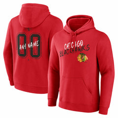 Chicago Blackhawks Hustle Personalized Name & Number Hoodie - Red - NHL 203921003
