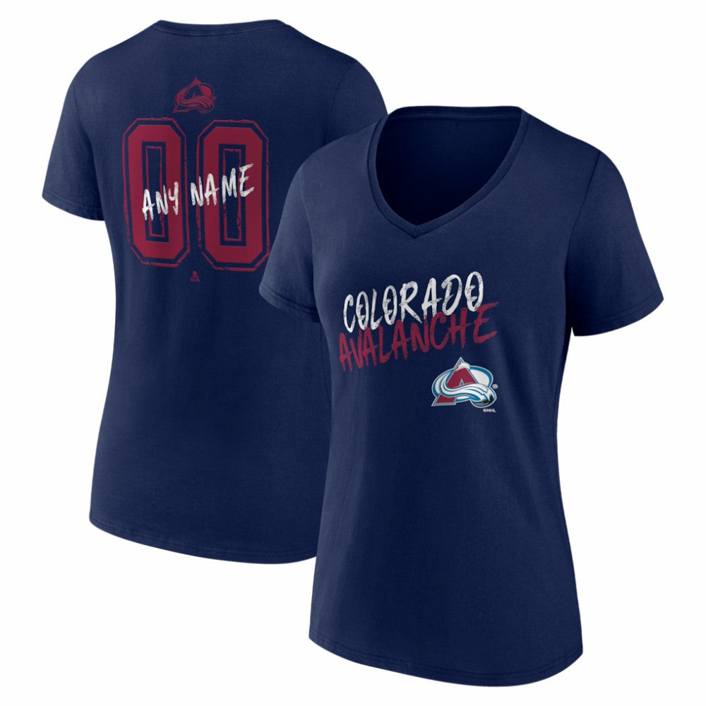 Colorado Avalanche Women's Hustle Personalized Name & Number V-Neck T-Shirt - Navy - NHL 203921012