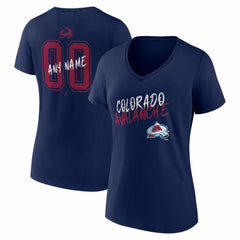 Colorado Avalanche Women's Hustle Personalized Name & Number V-Neck T-Shirt - Navy - NHL 203921012