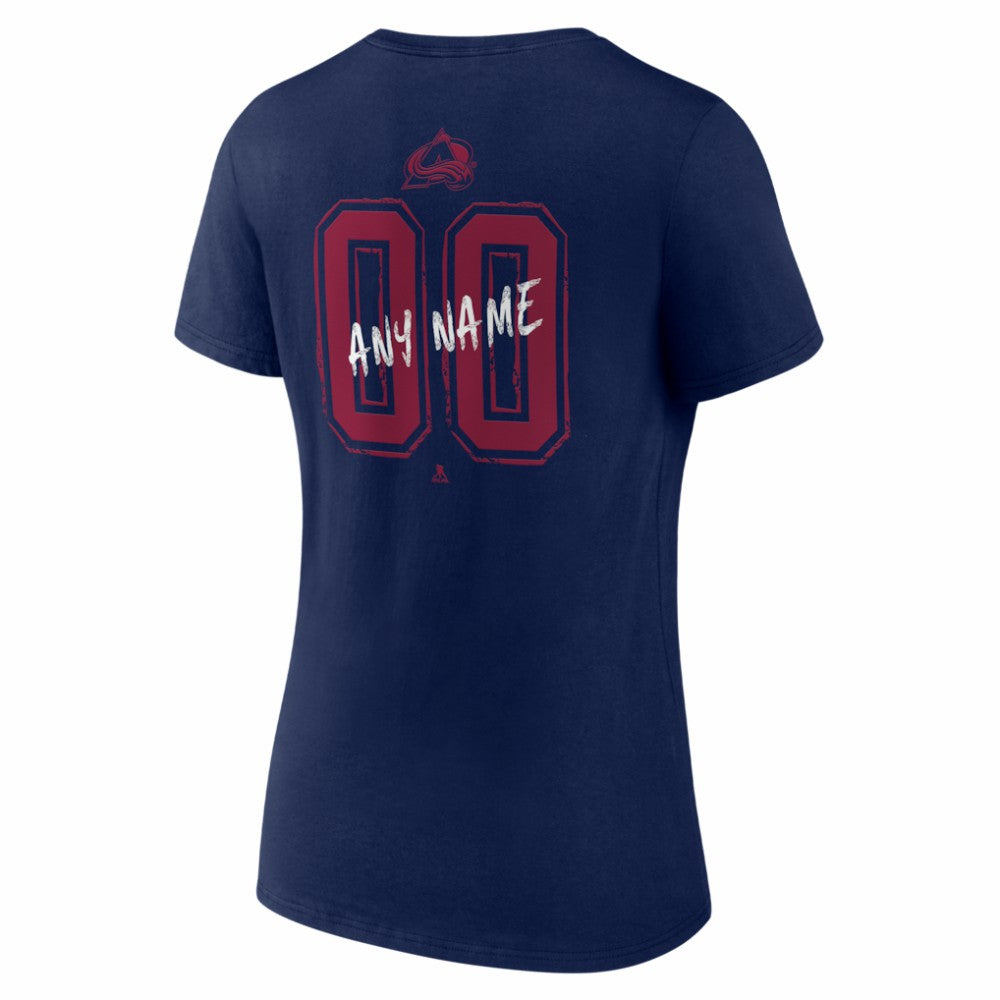 Colorado Avalanche Women's Hustle Personalized Name & Number V-Neck T-Shirt - Navy - NHL 203921012