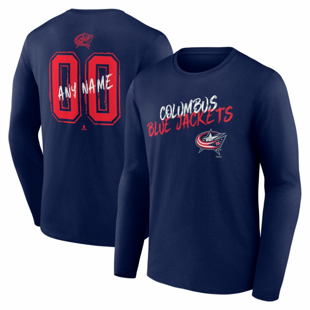 Columbus Blue Jackets Hustle Personalized Name & Number Long Sleeve T-Shirt - Navy - NHL 203921015