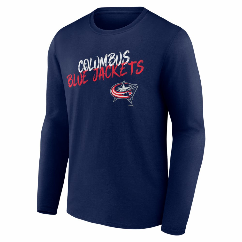 Columbus Blue Jackets Hustle Personalized Name & Number Long Sleeve T-Shirt - Navy - NHL 203921015