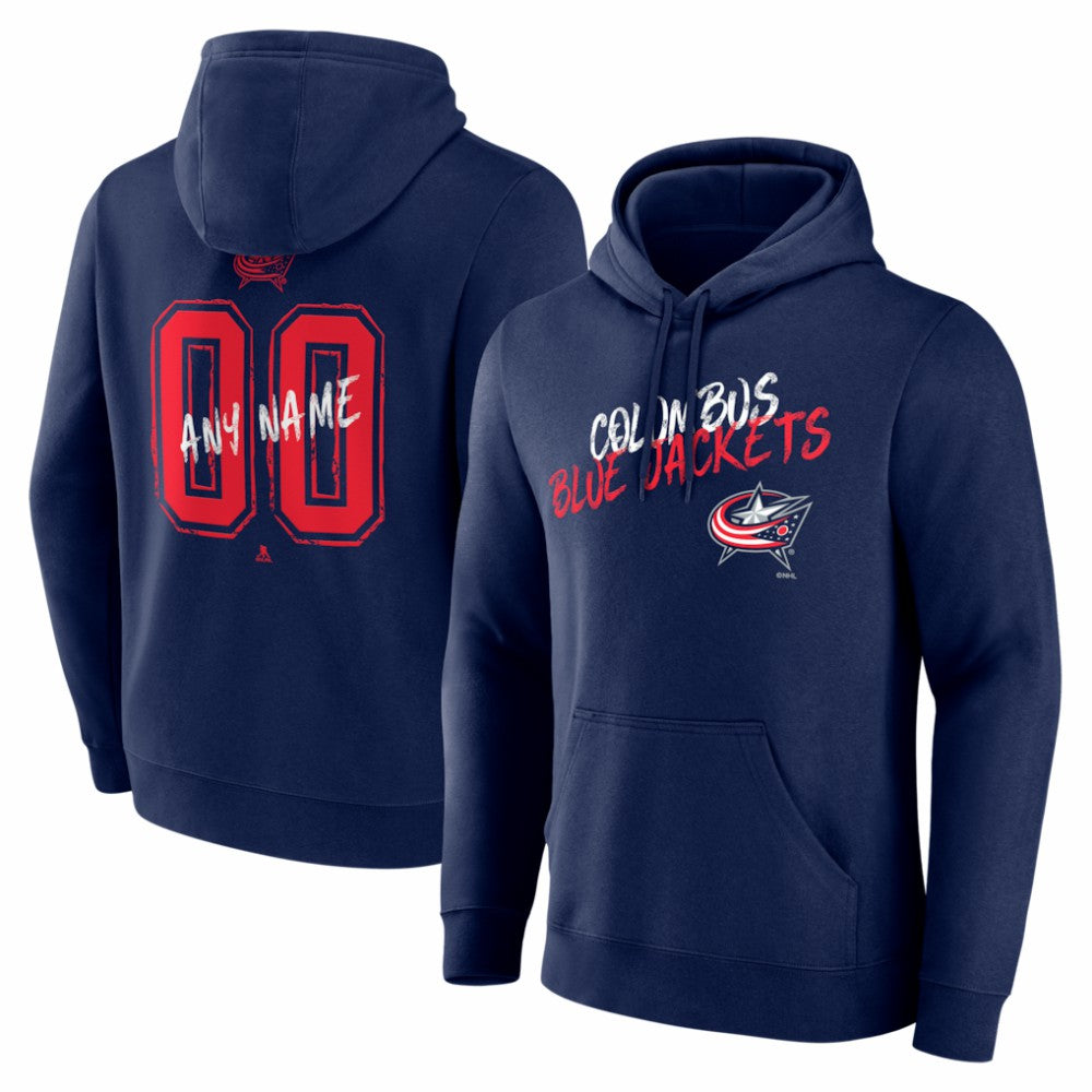 Columbus Blue Jackets Hustle Personalized Name & Number Hoodie - Navy - NHL 203921016