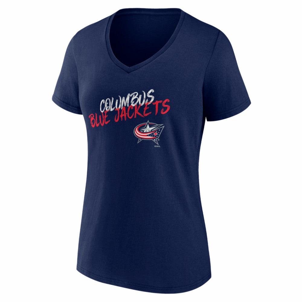 Columbus Blue Jackets Women's Hustle Personalized Name & Number V-Neck T-Shirt - Navy - NHL 203921018