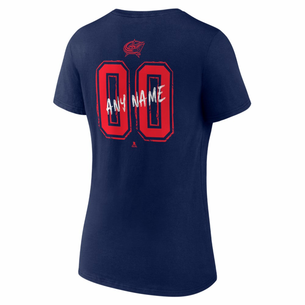 Columbus Blue Jackets Women's Hustle Personalized Name & Number V-Neck T-Shirt - Navy - NHL 203921018
