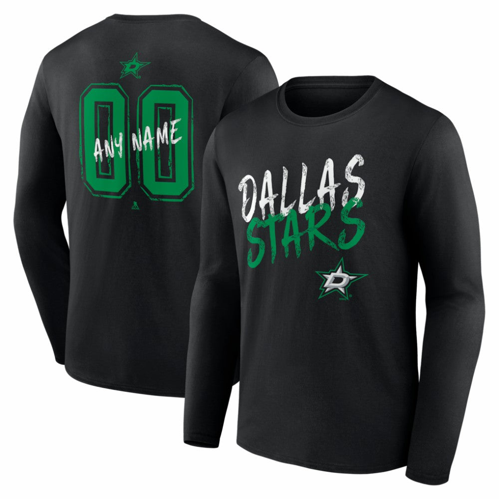 Dallas Stars Hustle Personalized Name & Number Long Sleeve T-Shirt - Black - NHL 203921021