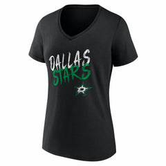 Dallas Stars Women's Hustle Personalized Name & Number V-Neck T-Shirt - Black - NHL 203921024