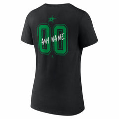 Dallas Stars Women's Hustle Personalized Name & Number V-Neck T-Shirt - Black - NHL 203921024