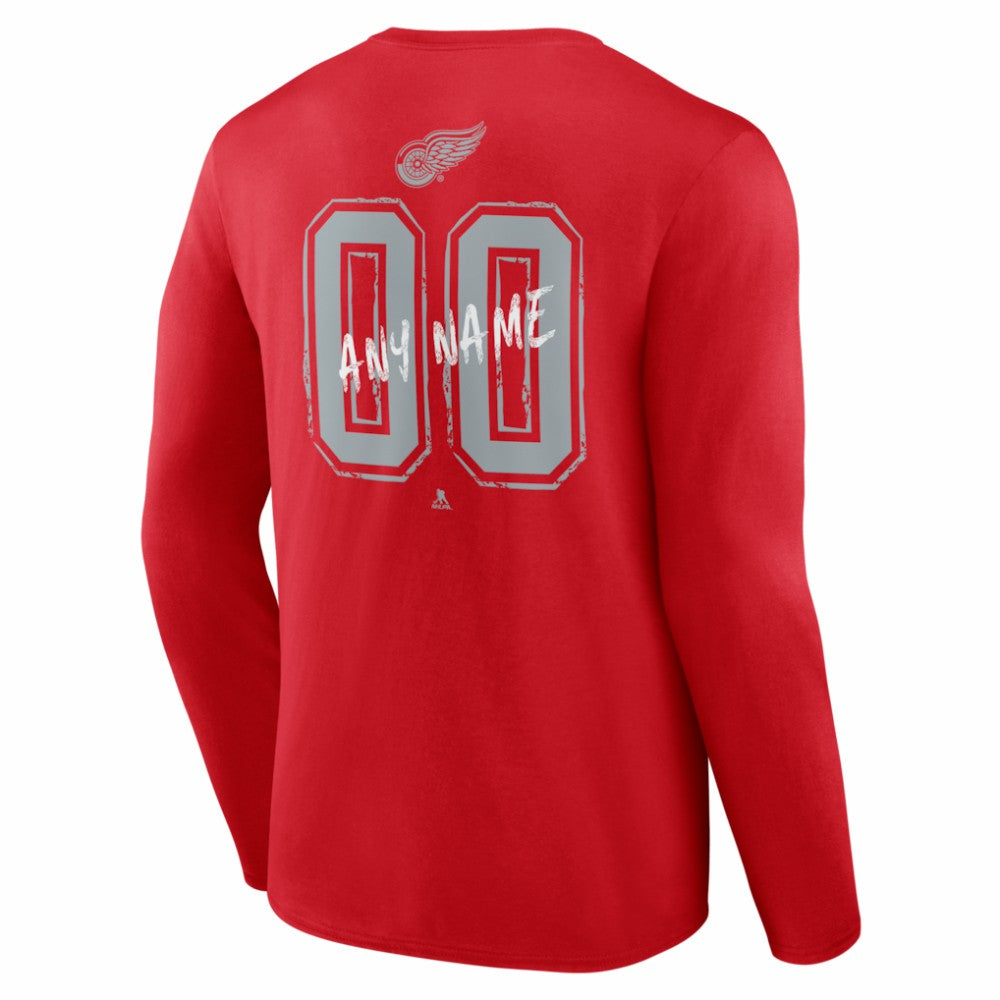 Detroit Red Wings Hustle Personalized Name & Number Long Sleeve T-Shirt - Red - NHL 203921026