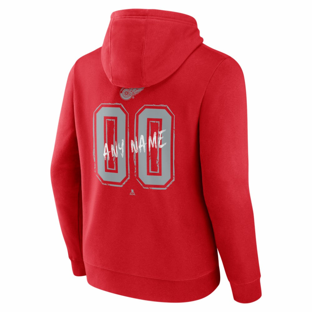 Detroit Red Wings Hustle Personalized Name & Number Hoodie - Red - NHL 203921027