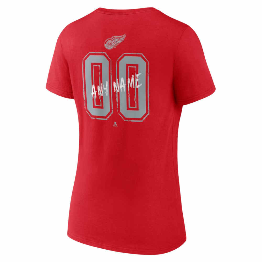 Detroit Red Wings Women's Hustle Personalized Name & Number V-Neck T-Shirt - Red - NHL 203921030