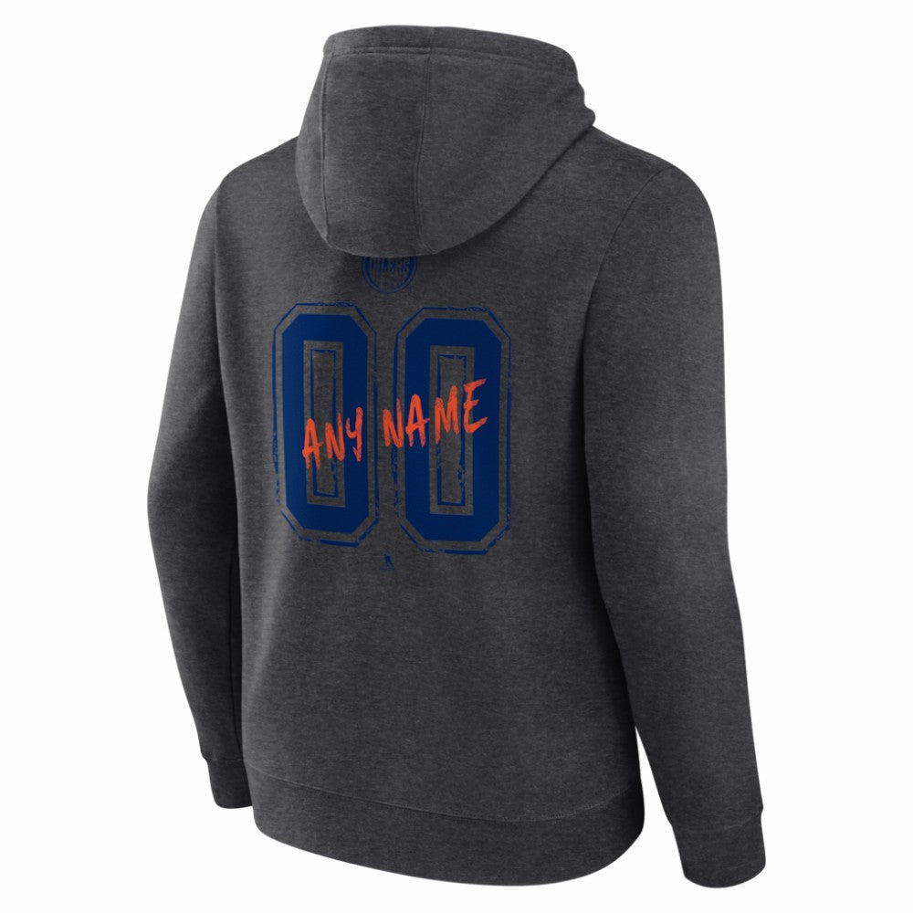 Edmonton Oilers Hustle Personalized Name & Number Hoodie - Charcoal - NHL 203921033
