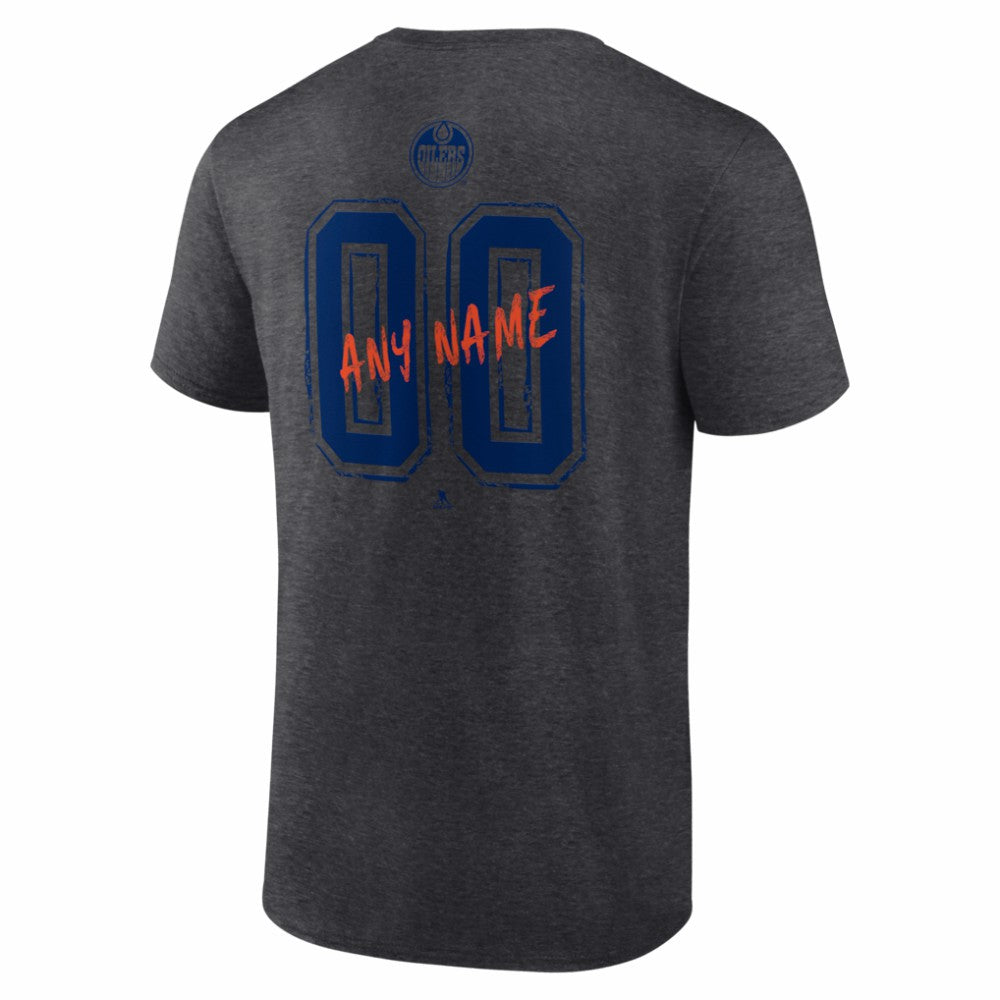 Edmonton Oilers Hustle Personalized Name & Number T-Shirt - Charcoal - NHL 203921034