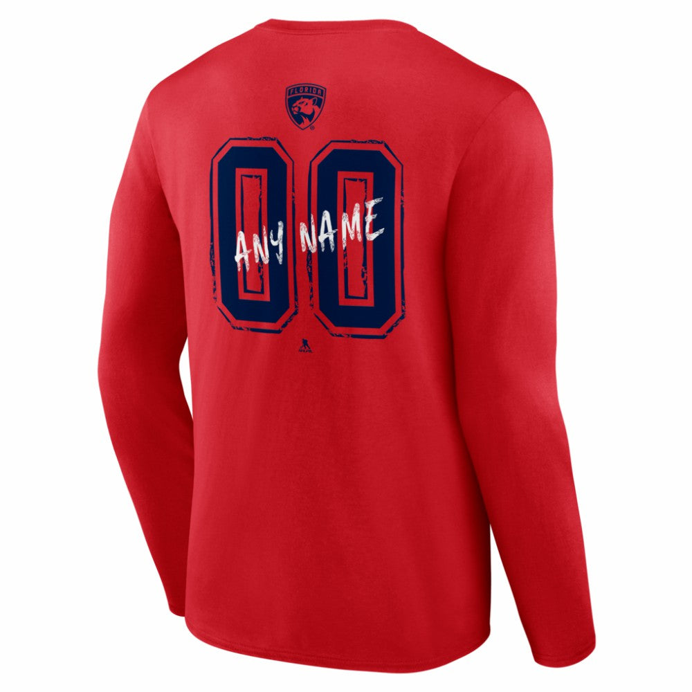Florida Panthers Hustle Personalized Name & Number Long Sleeve T-Shirt - Red - NHL 203921037