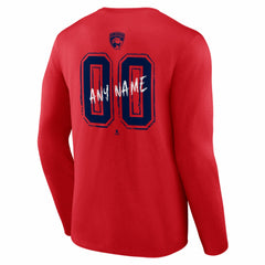 Florida Panthers Hustle Personalized Name & Number Long Sleeve T-Shirt - Red - NHL 203921037