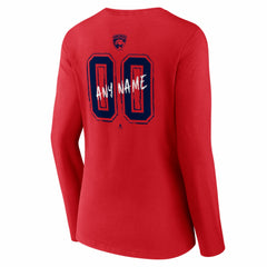 Florida Panthers Women's Hustle Personalized Name & Number Long Sleeve V-Neck T-Shirt - Red - NHL 203921040