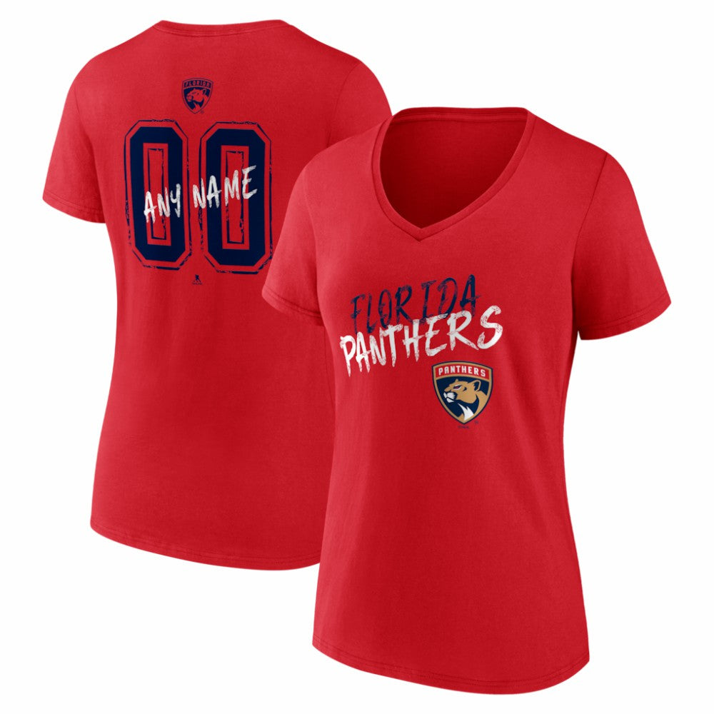 Florida Panthers Women's Hustle Personalized Name & Number V-Neck T-Shirt - Red - NHL 203921041