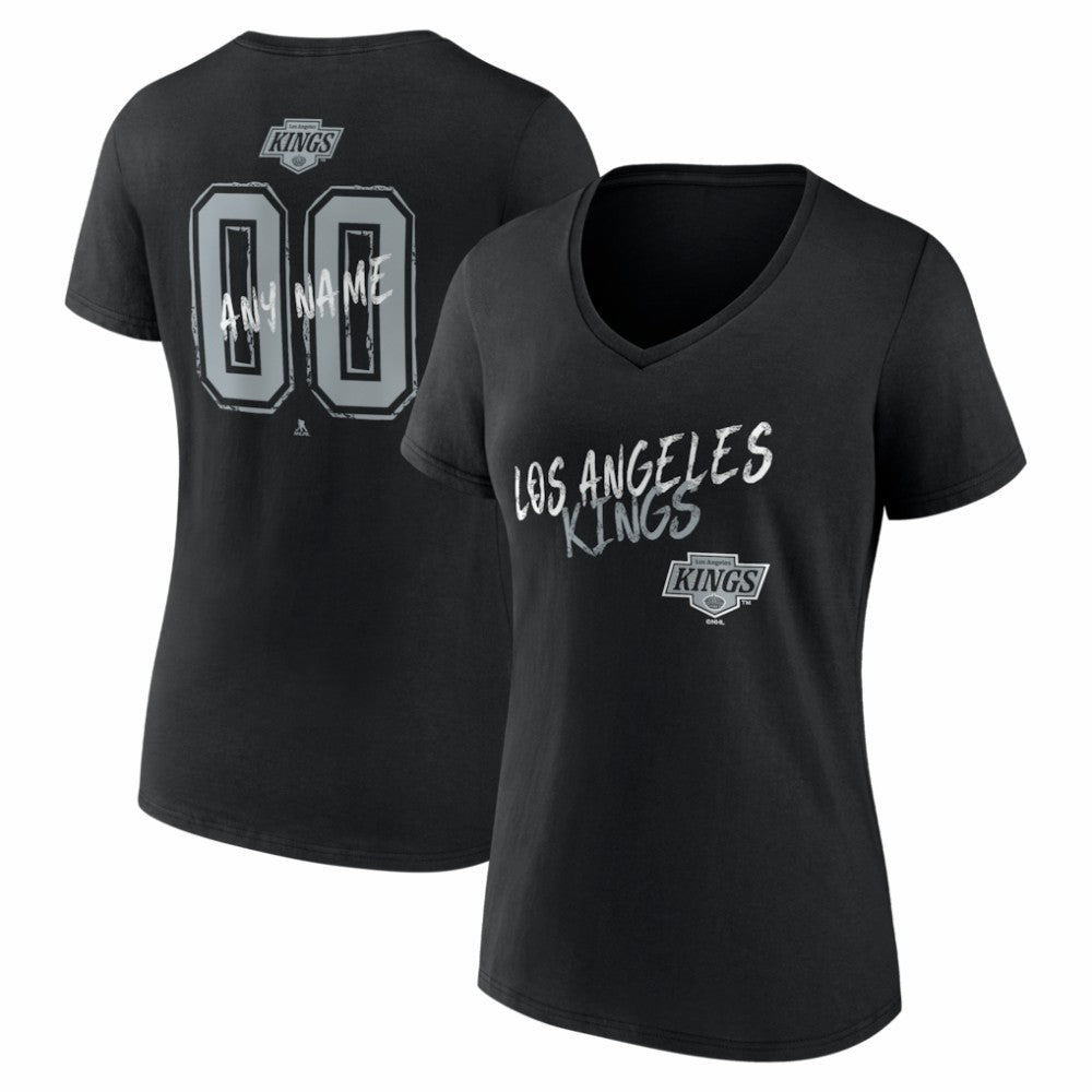 Los Angeles Kings Women's Hustle Personalized Name & Number V-Neck T-Shirt - Black - NHL 203921047