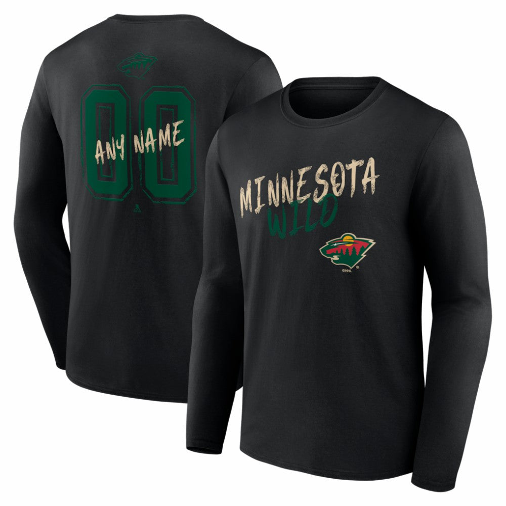 Minnesota Wild Hustle Personalized Name & Number Long Sleeve T-Shirt - Black - NHL 203921050