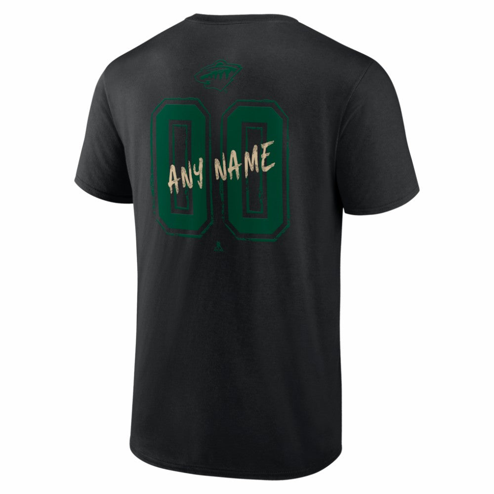 Minnesota Wild Hustle Personalized Name & Number T-Shirt - Black - NHL 203921052