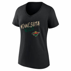 Minnesota Wild Women's Hustle Personalized Name & Number V-Neck T-Shirt - Black - NHL 203921053