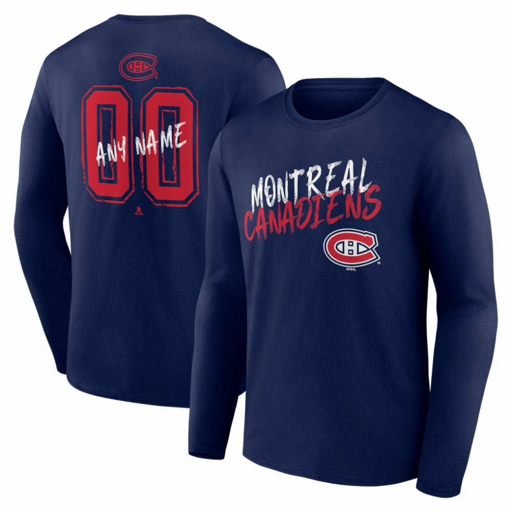Montreal Canadiens Hustle Personalized Name & Number Long Sleeve T-Shirt - Navy - NHL 203921056