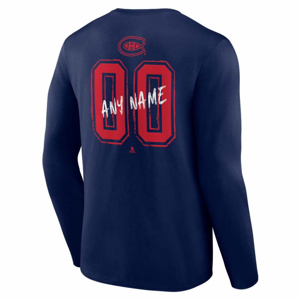 Montreal Canadiens Hustle Personalized Name & Number Long Sleeve T-Shirt - Navy - NHL 203921056