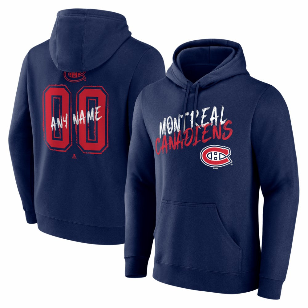 Montreal Canadiens Hustle Personalized Name & Number Hoodie - Navy - NHL 203921057