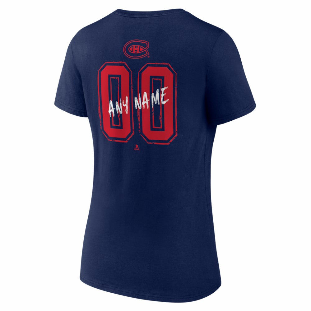 Montreal Canadiens Women's Hustle Personalized Name & Number V-Neck T-Shirt - Navy - NHL 203921059