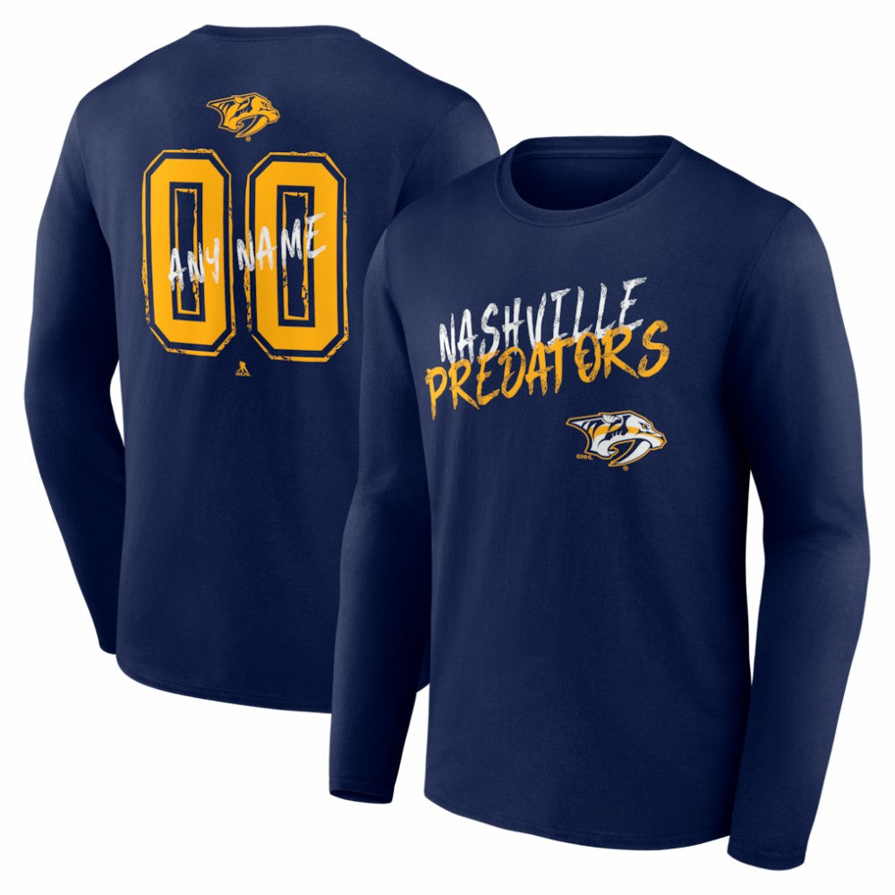 Nashville Predators Hustle Personalized Name & Number Long Sleeve T-Shirt - Navy - NHL 203921062