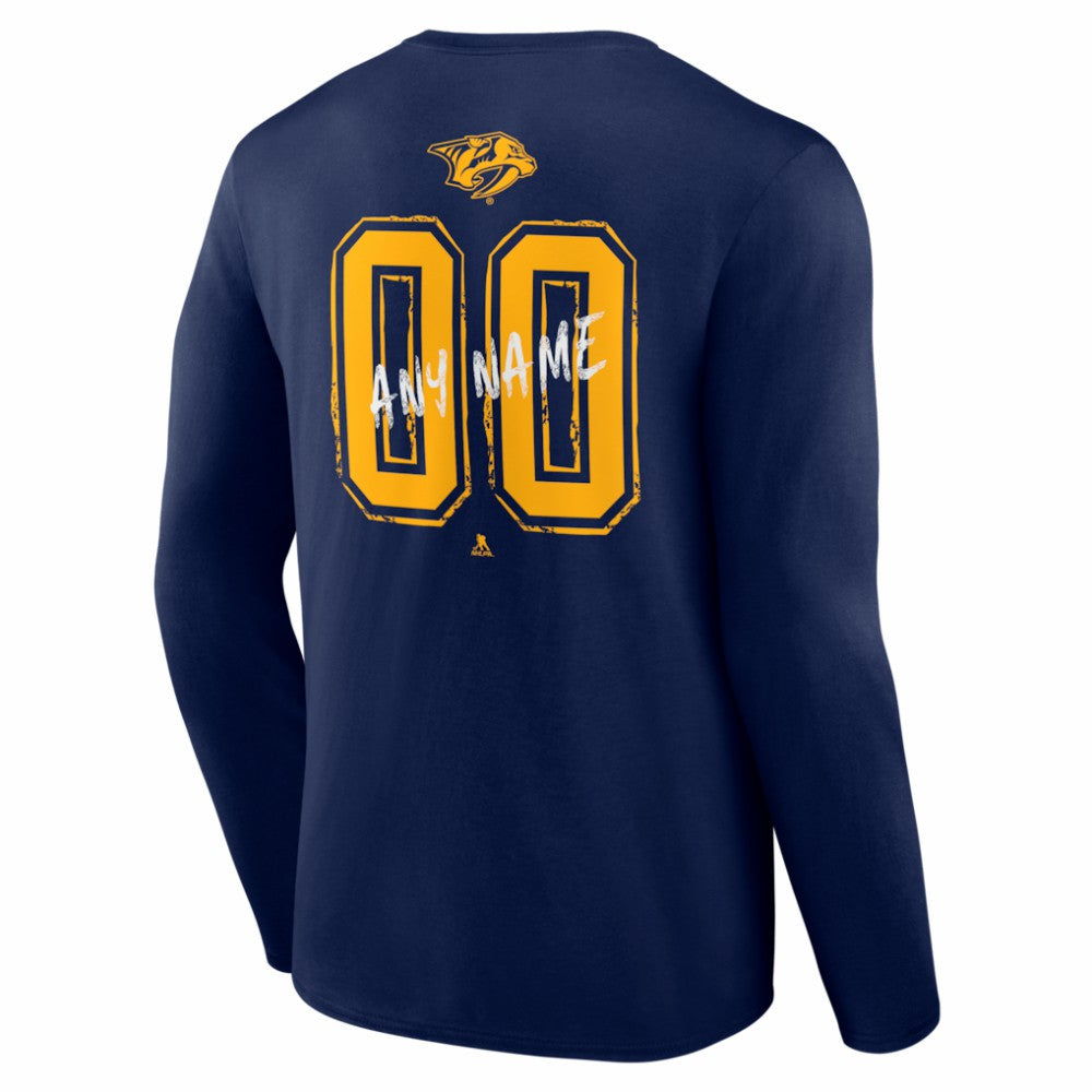 Nashville Predators Hustle Personalized Name & Number Long Sleeve T-Shirt - Navy - NHL 203921062