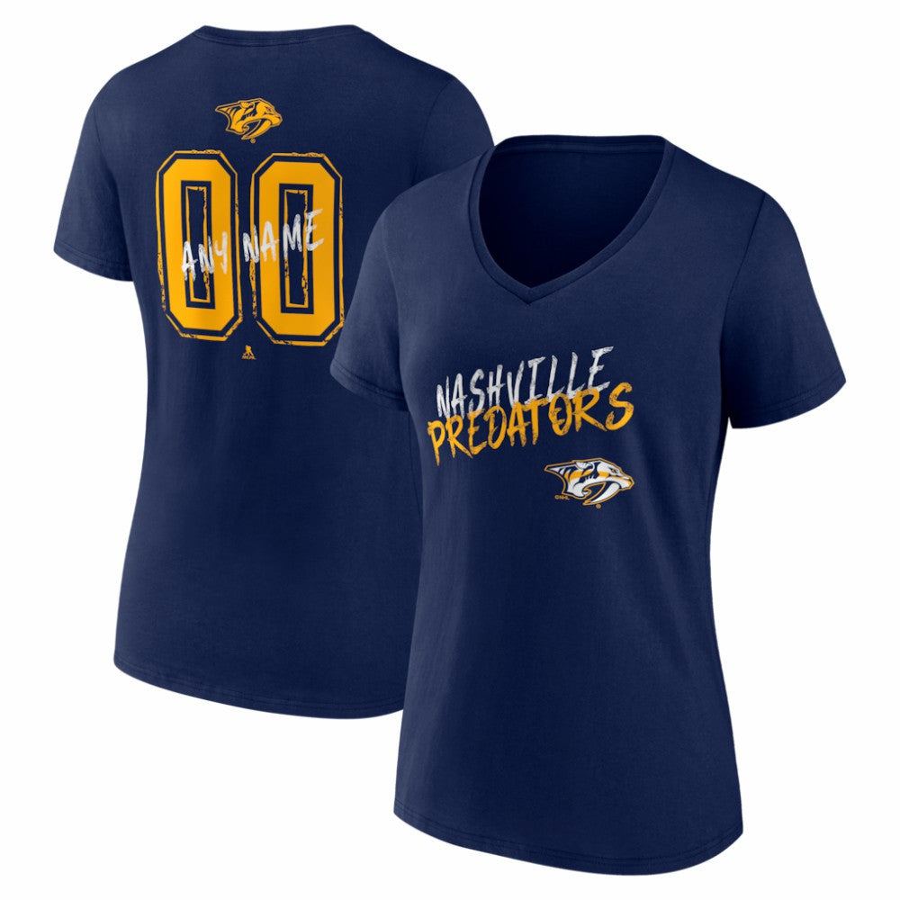 Nashville Predators Women's Hustle Personalized Name & Number V-Neck T-Shirt - Navy - NHL 203921065